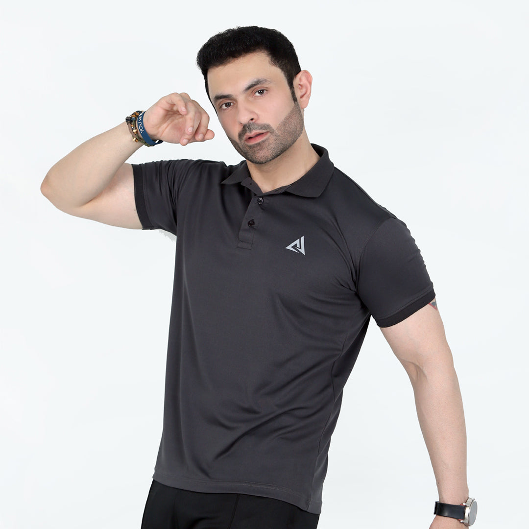 CoreX - Gymwear GREY POLO SHIRT