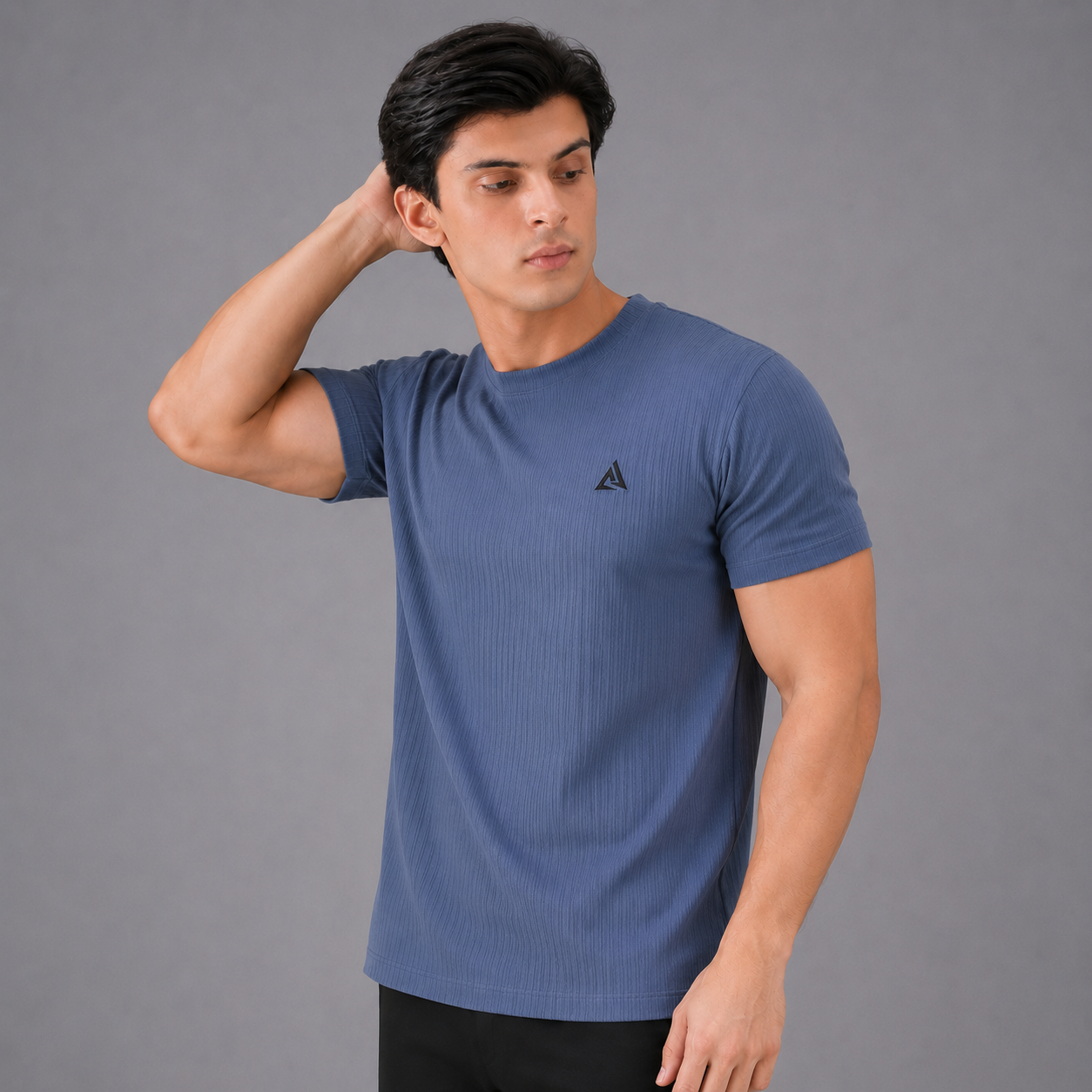 Storm Blue Textured T-Shirt