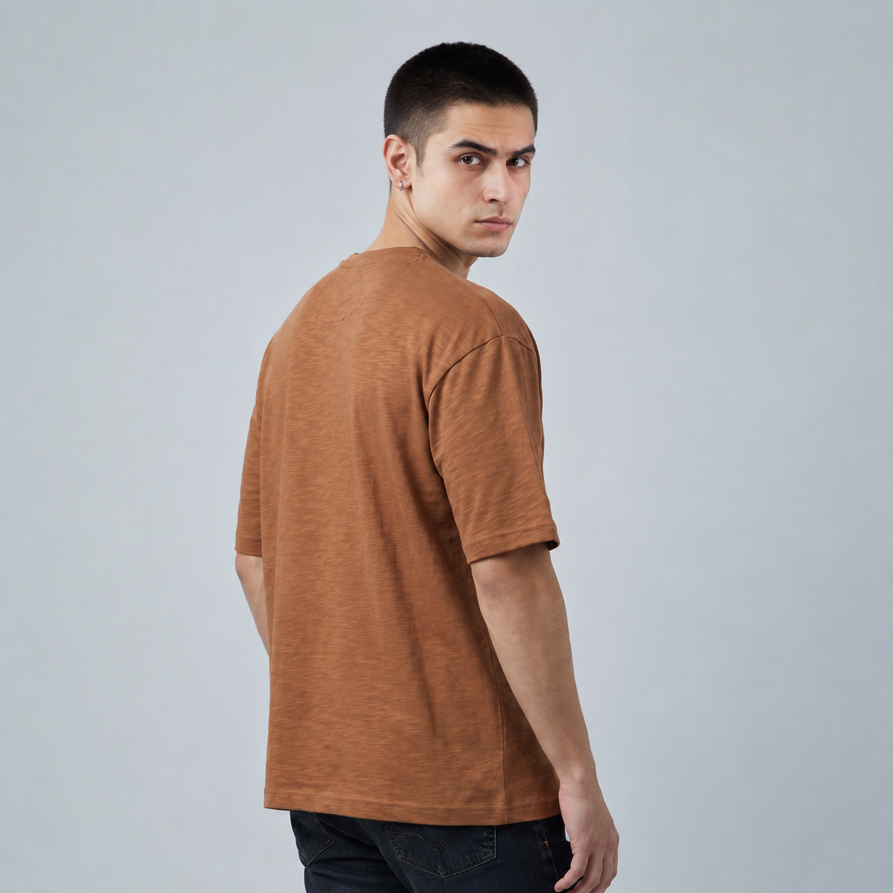 Metro Loose Fit Brown Baggy Shirt