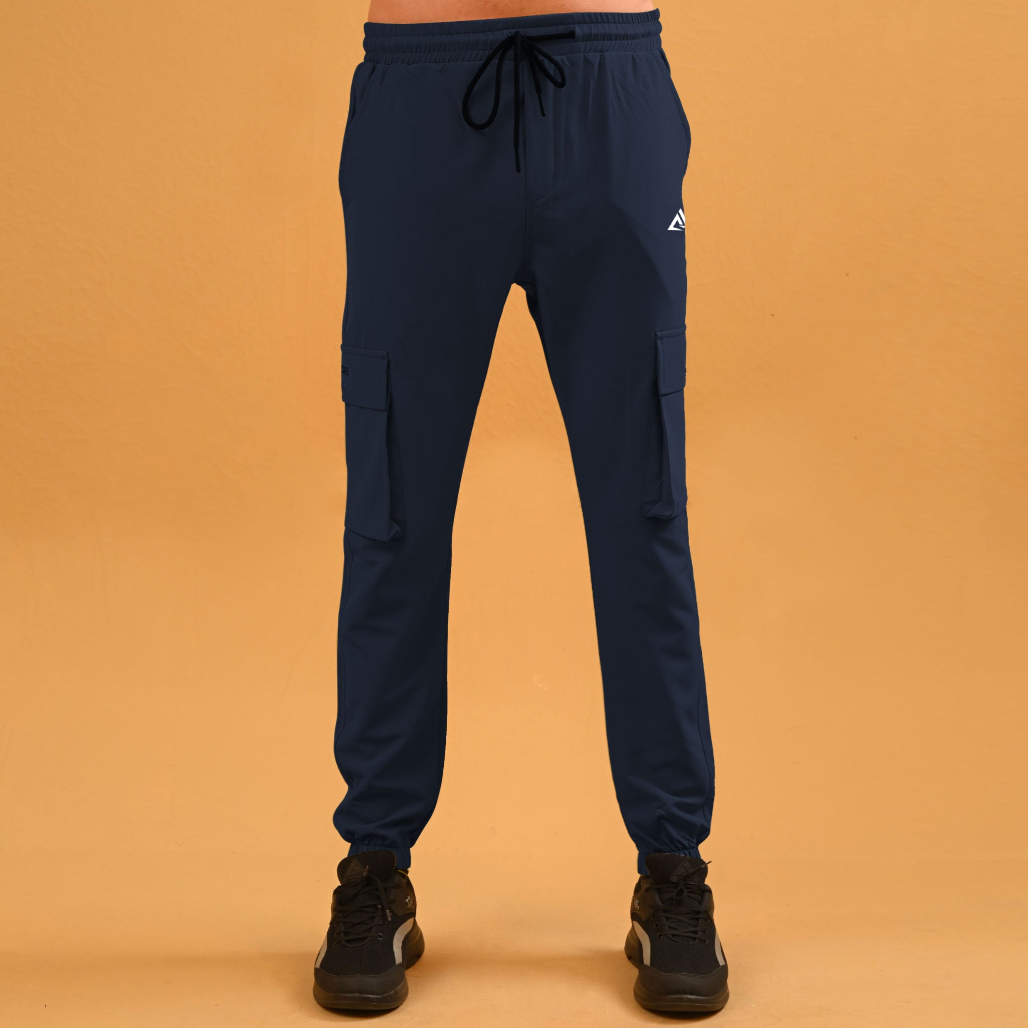 NAVY MENS WOVEN TERRY TROUSER STRETCH CARGO PANTS