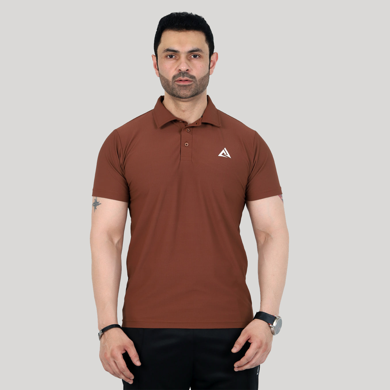 PLAN BROWN REGULAR DRI-FIT POLO SHIRT