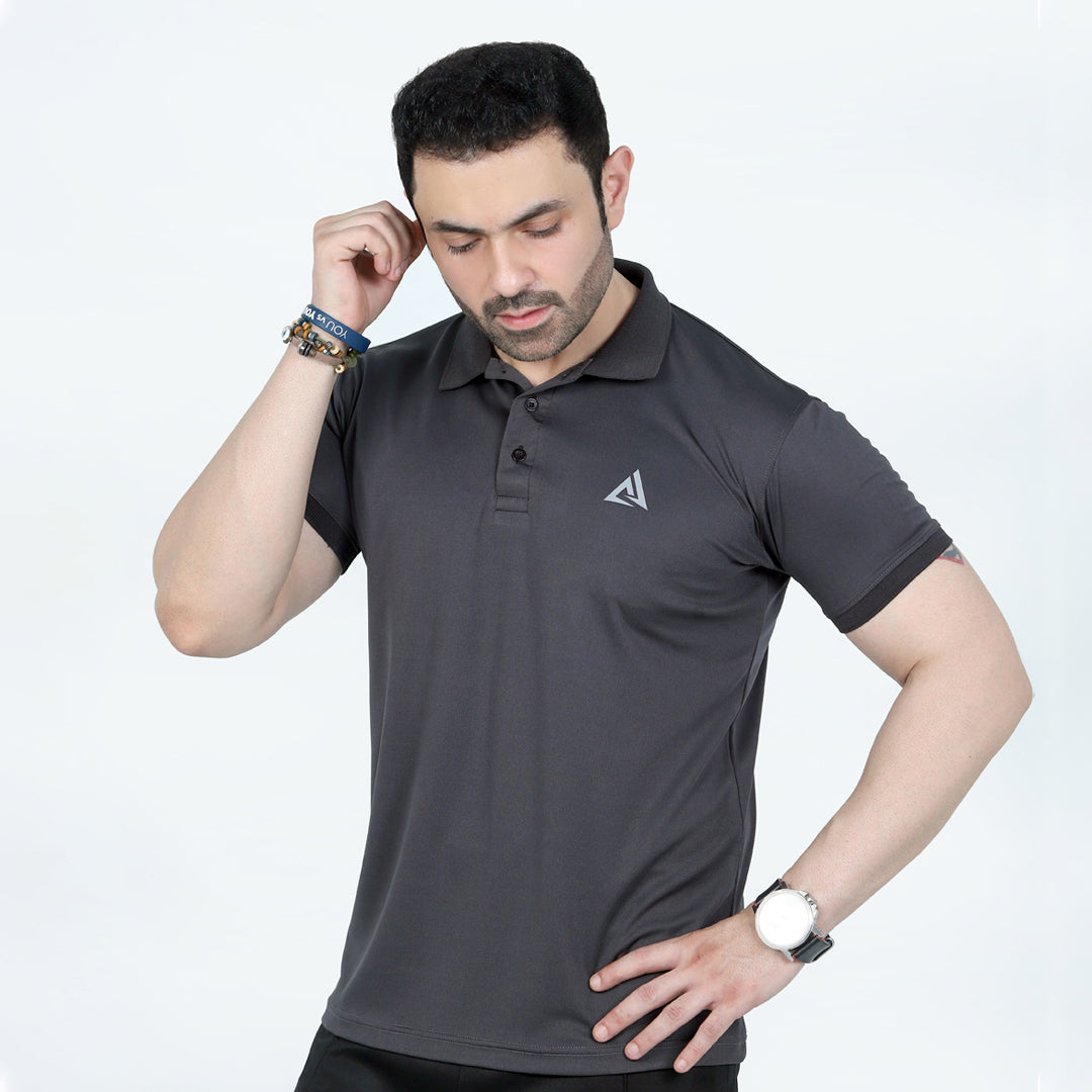 CoreX - Gymwear GREY POLO SHIRT