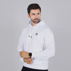 Fluffy Water-Repellent White Hoodie