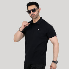 Textured Golf Polo Shirt Jet Black