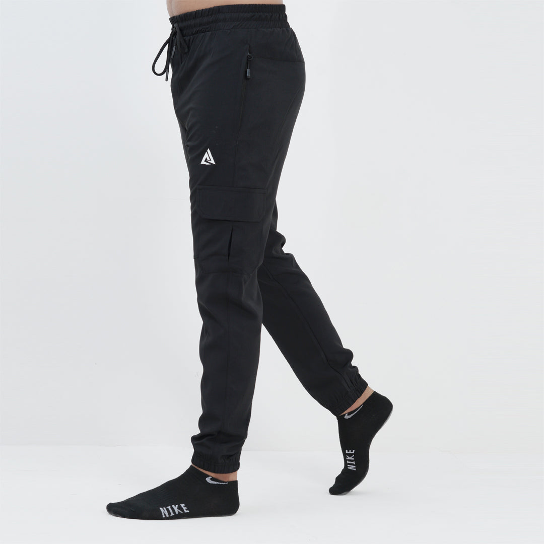 BLACK MICRO STRACH  CARGO TROUSER
