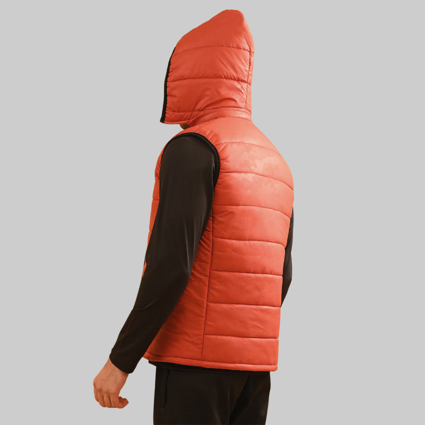 Sleeveless Puffer Jacket Camouflage Print
