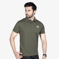 Classic Fit Textured Polo Shirt Olive Green