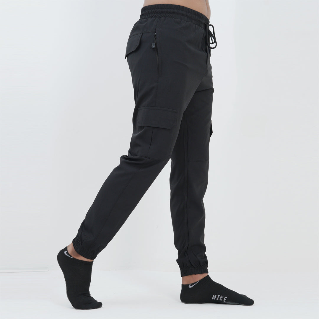 BLACK MICRO STRACH  CARGO TROUSER