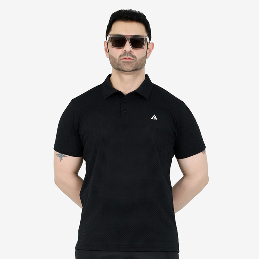 GOLF POLO TEXTURED Shirt TOP JET-BLACK