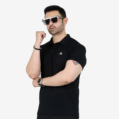 Textured Golf Polo Shirt Jet Black