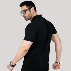 Textured Golf Polo Shirt Jet Black