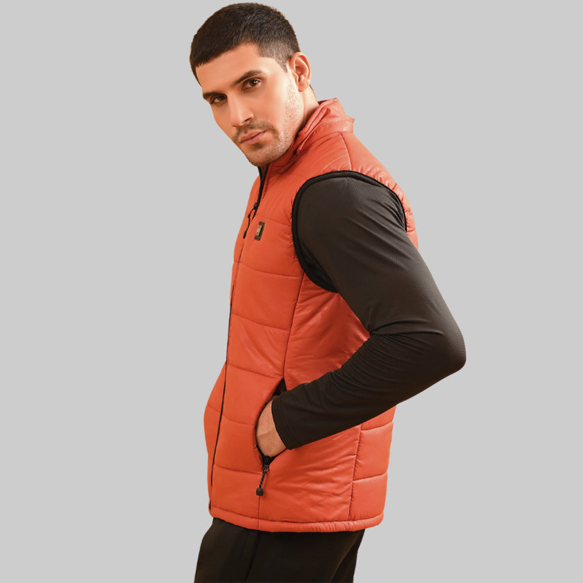 Sleeveless Puffer Jacket Camouflage Print