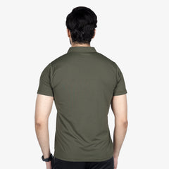 Classic Fit Textured Polo Shirt Olive Green