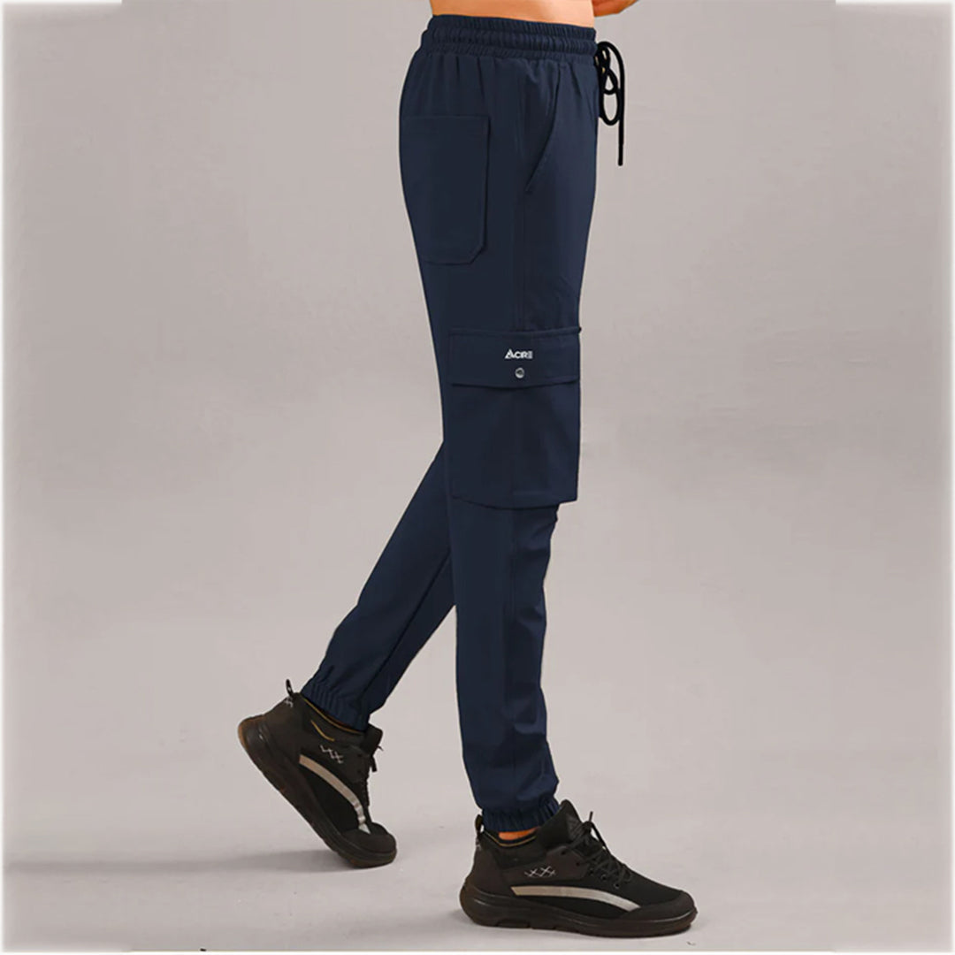 NAVY MENS WOVEN TERRY TROUSER STRETCH CARGO PANTS