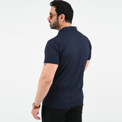 Navy Blue Short Sleeve Mesh Polo Shirt