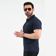 Navy Blue Short Sleeve Mesh Polo Shirt