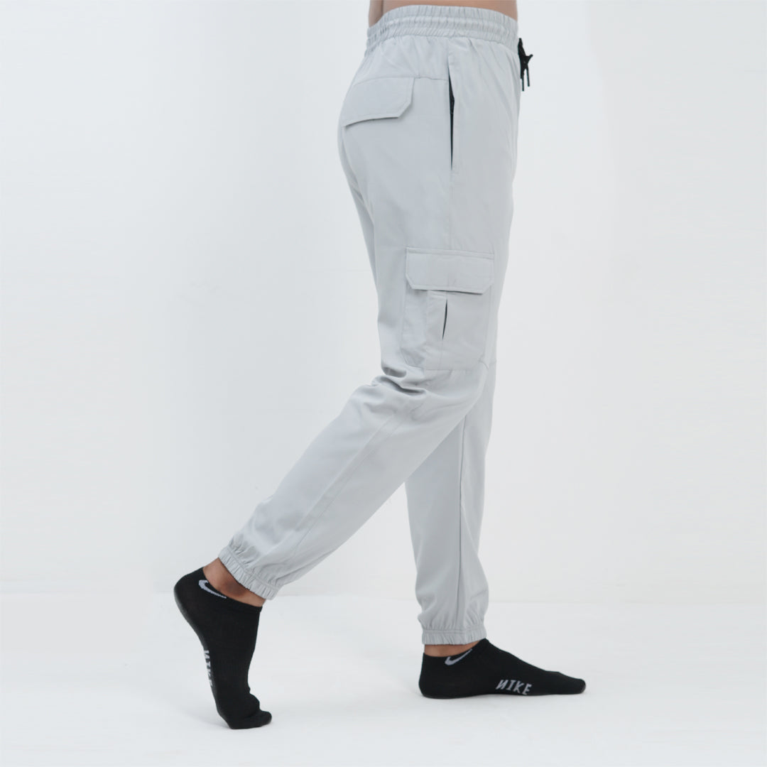 GRAY MICRO STRACH  CARGO TROUSER