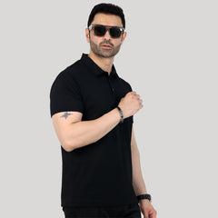 Textured Golf Polo Shirt Jet Black