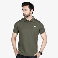 Classic Fit Textured Polo Shirt Olive Green
