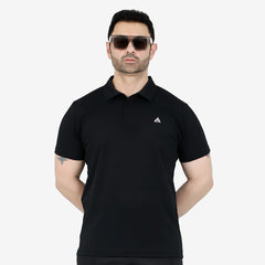 Textured Golf Polo Shirt Jet Black