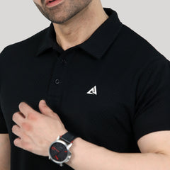Textured Golf Polo Shirt Jet Black