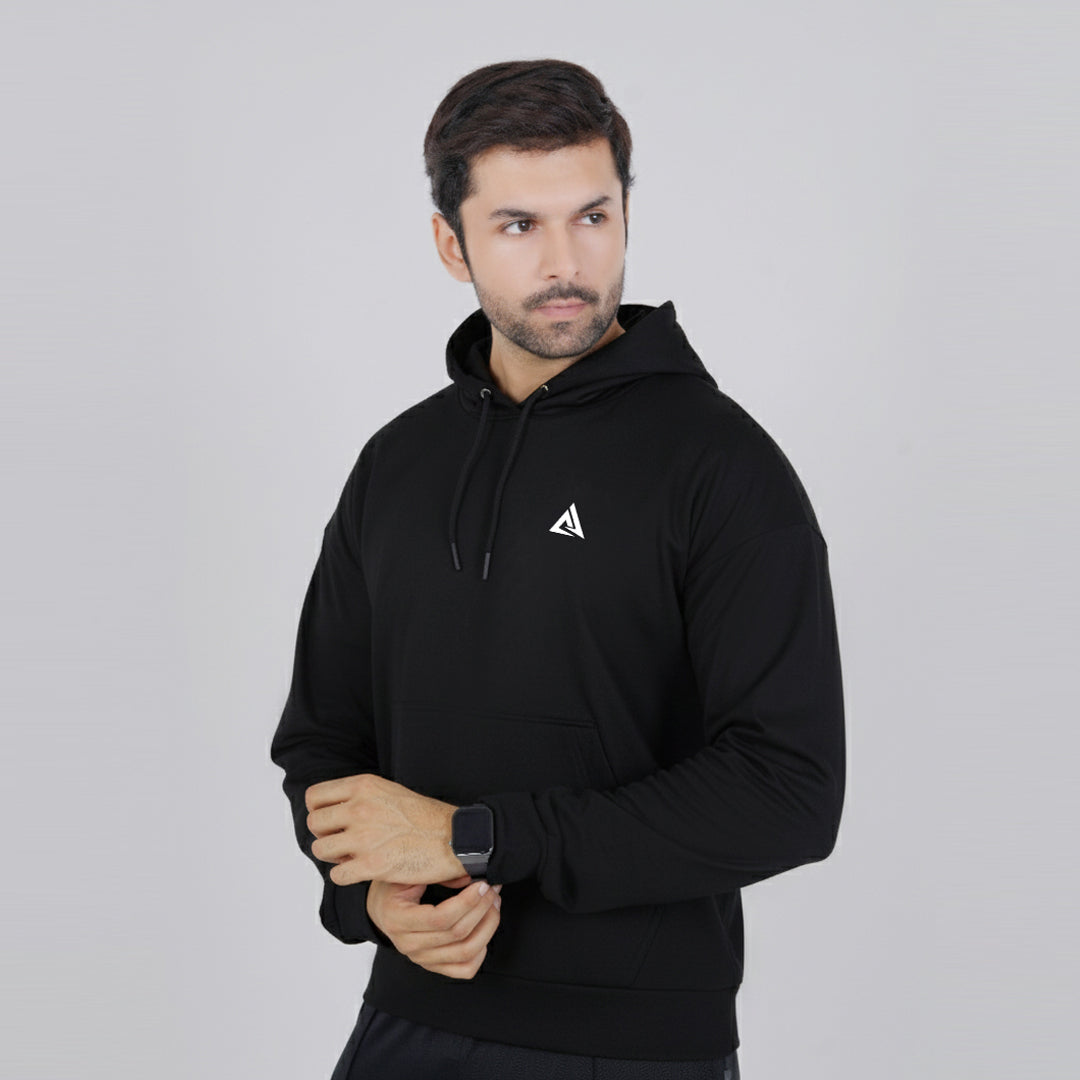 Fluffy Water Repplent Black Hoodie