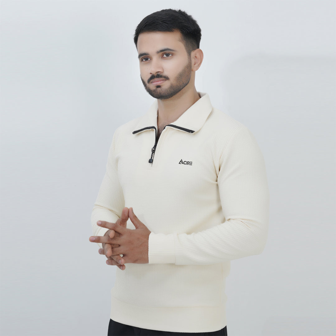 Waffle Sweat-Shirt Beige.