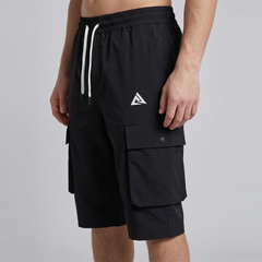 Rugged Fit Cargo Black 3 Quarter Short