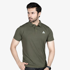 Classic Fit Textured Polo Shirt Olive Green