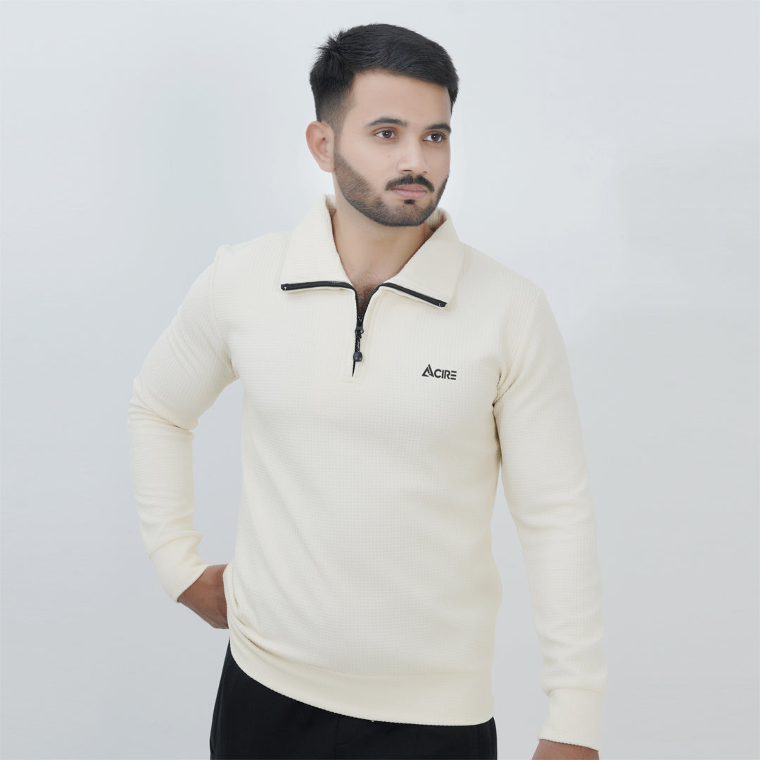 Waffle Sweat-Shirt Beige.