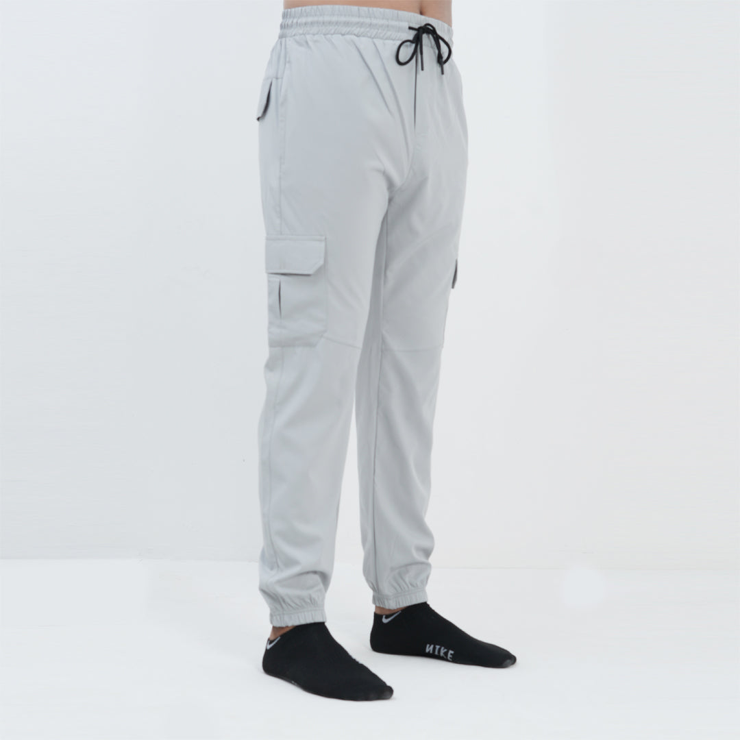 GRAY MICRO STRACH  CARGO TROUSER