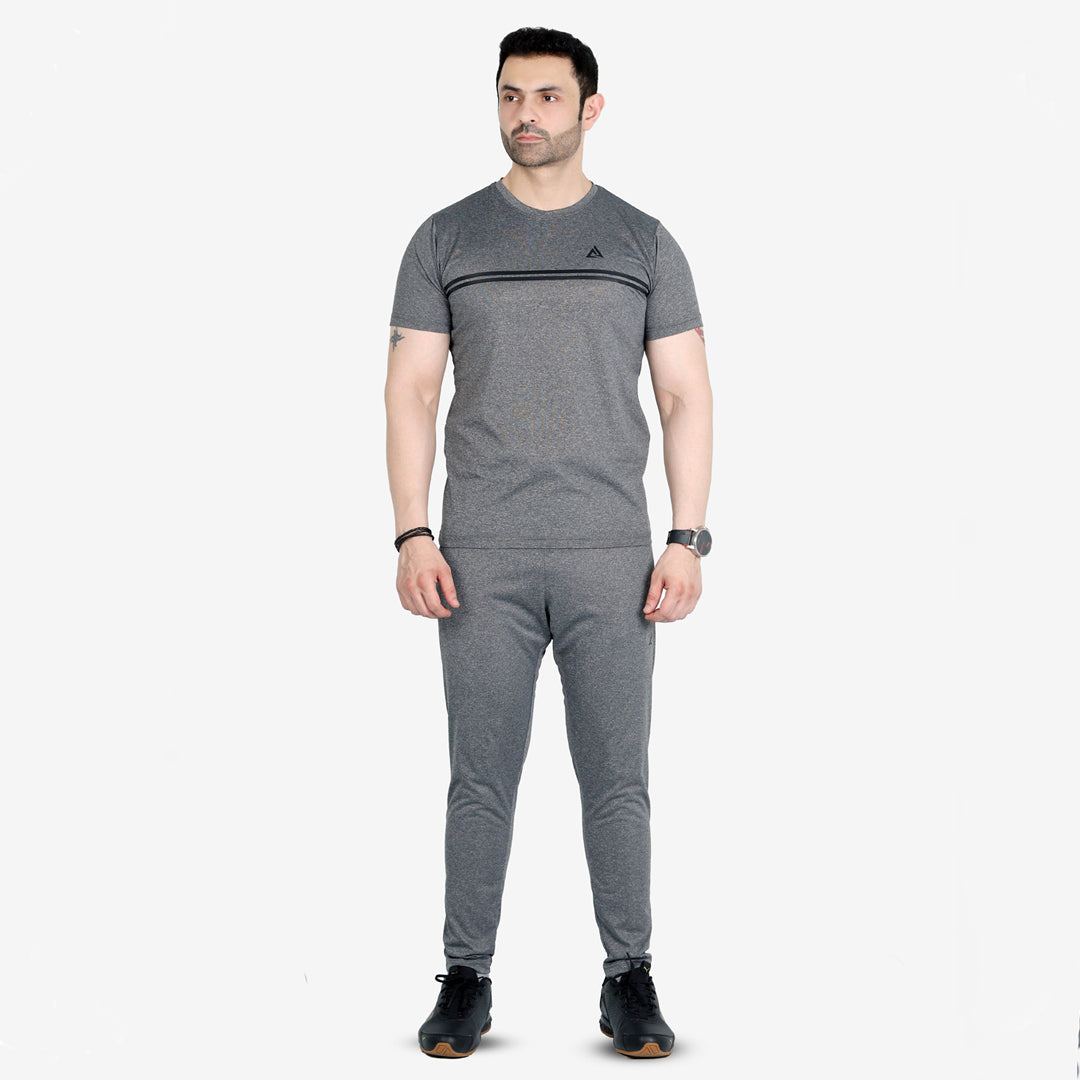 Textured Knitted Summer Tracksuit - Gray