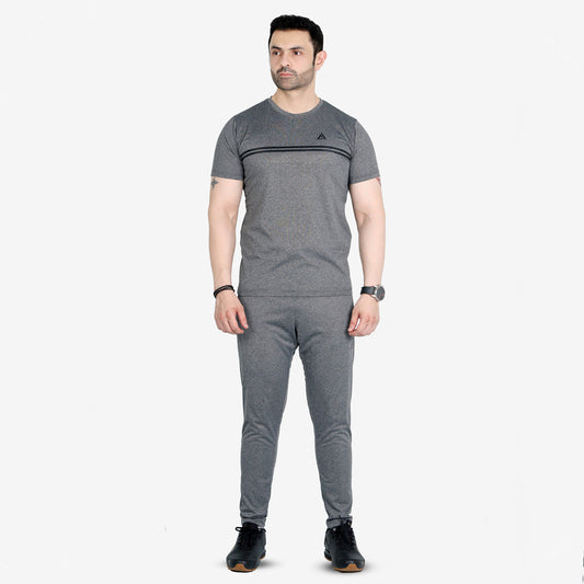 Textured Knitted Summer Tracksuit - Gray