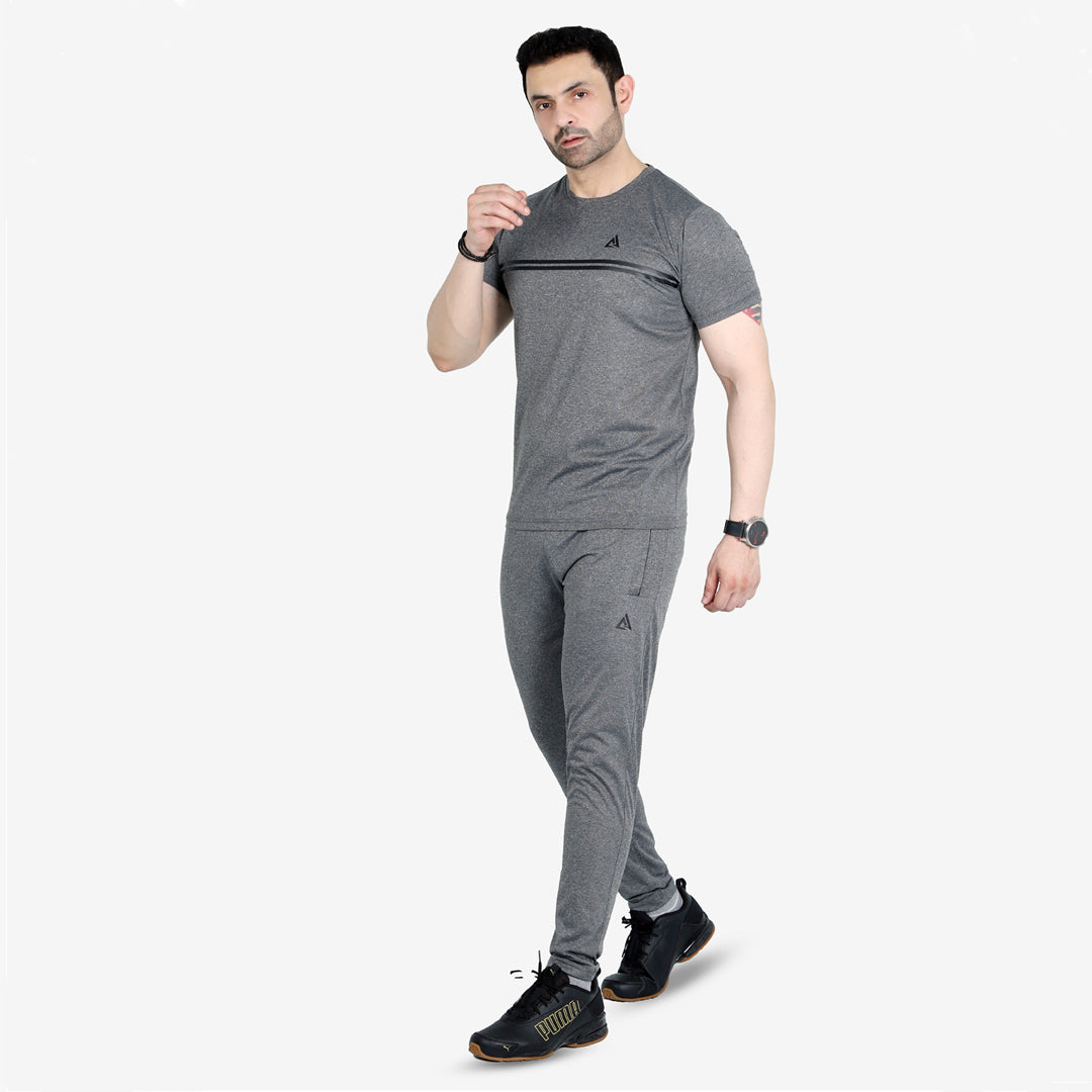 Textured Knitted Summer Tracksuit - Gray