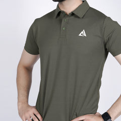 Classic Fit Textured Polo Shirt Olive Green