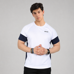 Fidora Mesh White O-Neck Dri-Fit T-Shirt