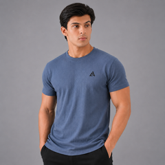 Storm Blue Textured T-Shirt