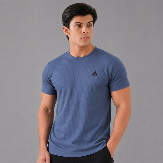 Storm Blue Textured T-Shirt