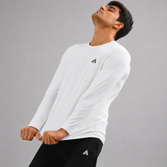 Men's Full Sleeve Ball-Mesh Dri-Fit T-Shirt White