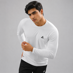 Men's Full Sleeve Ball-Mesh Dri-Fit T-Shirt White