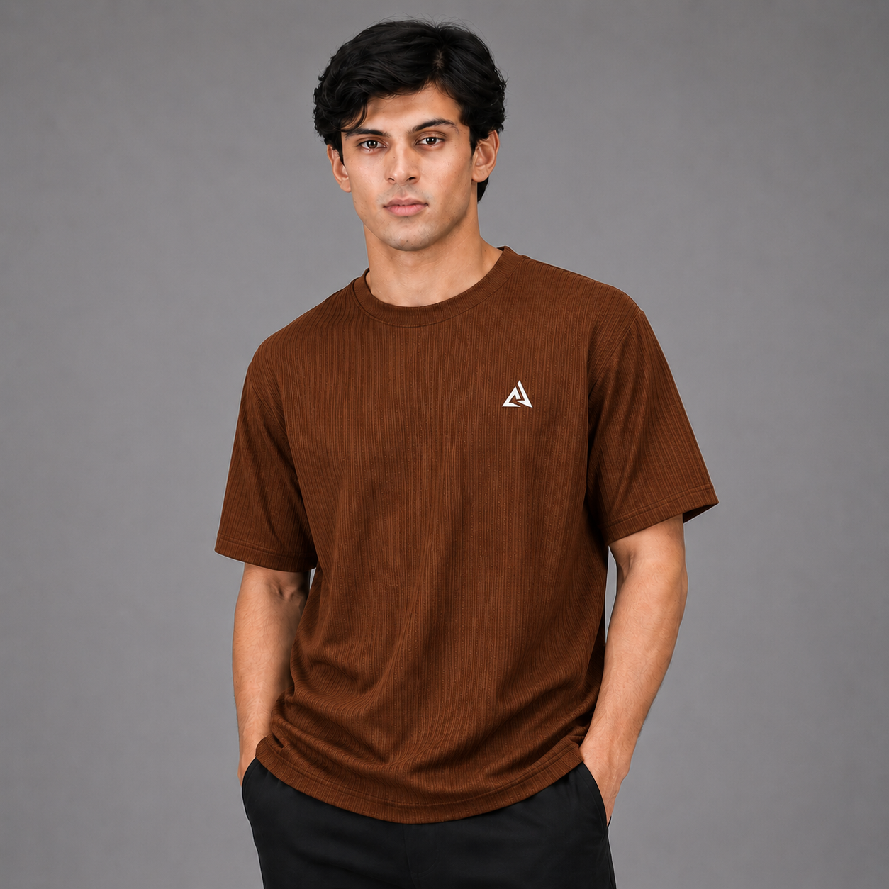 Saddle Brown Textured T-Shirt