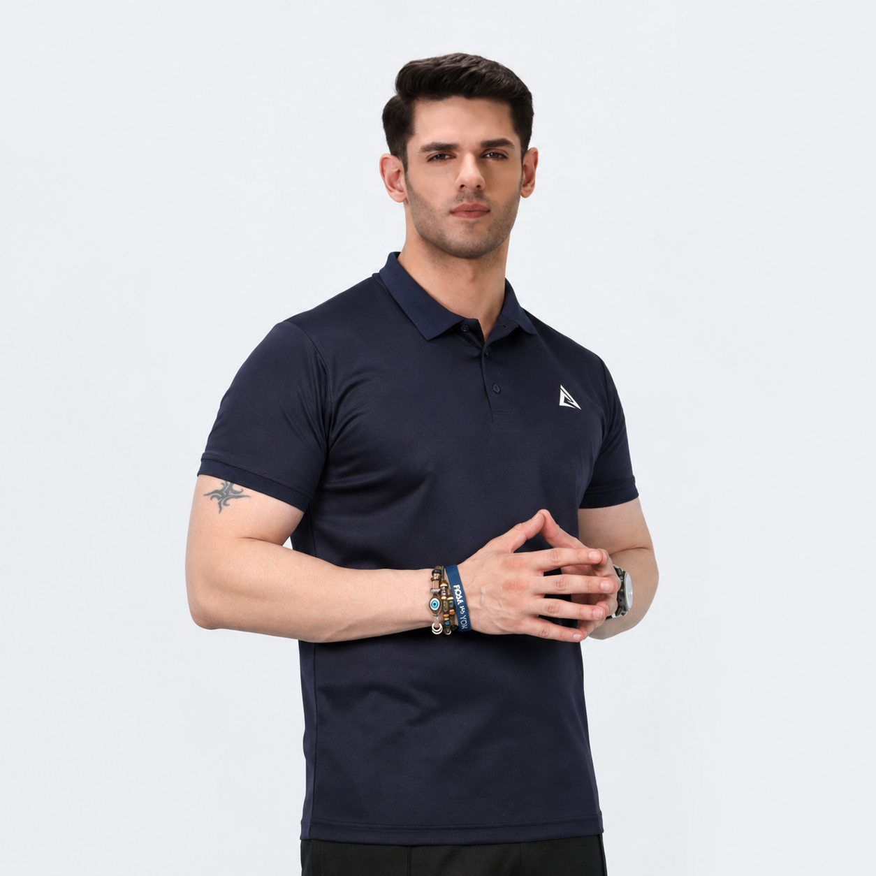 NAVY - BASIC POLO SHIRT COMFY TOPS
