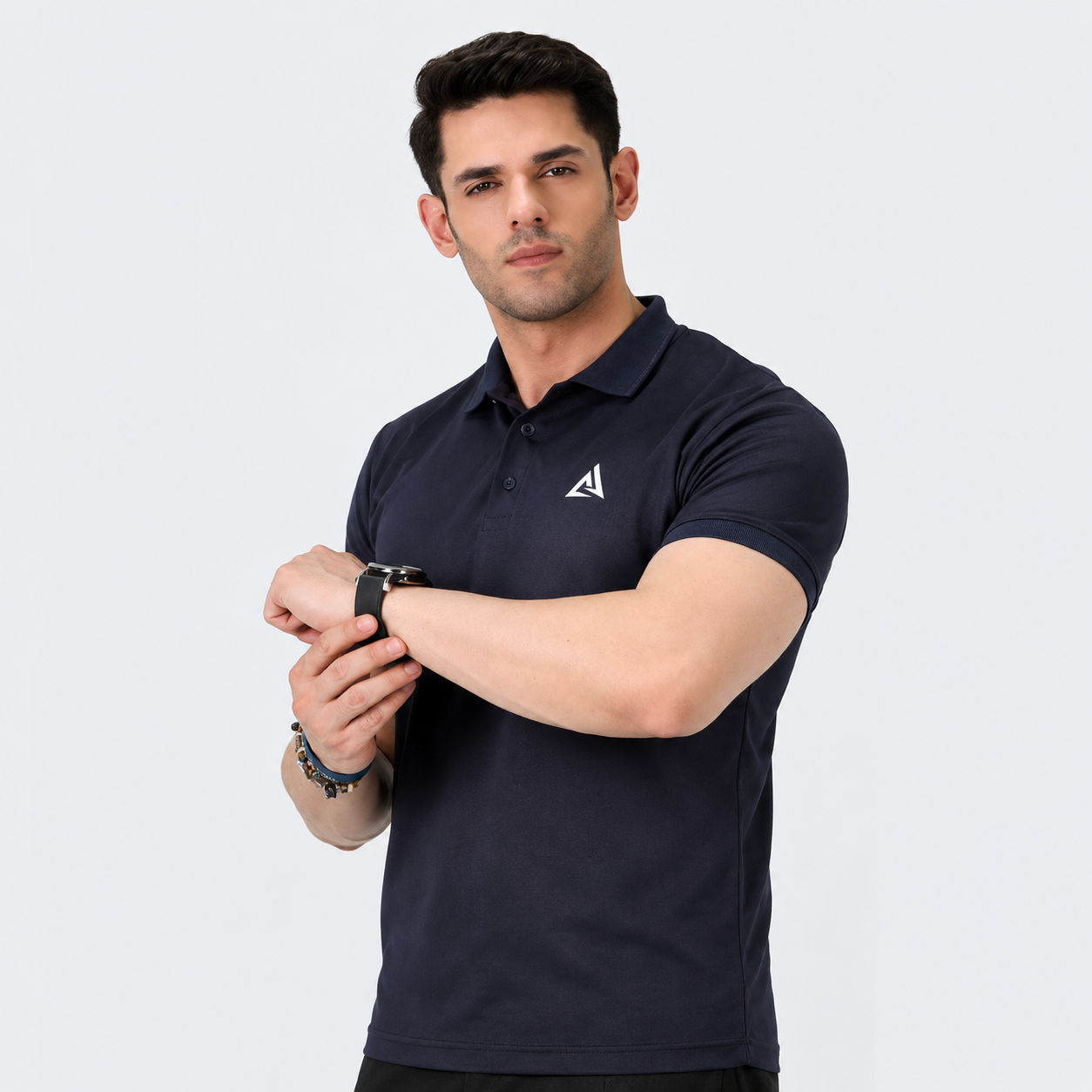 NAVY - BASIC POLO SHIRT COMFY TOPS