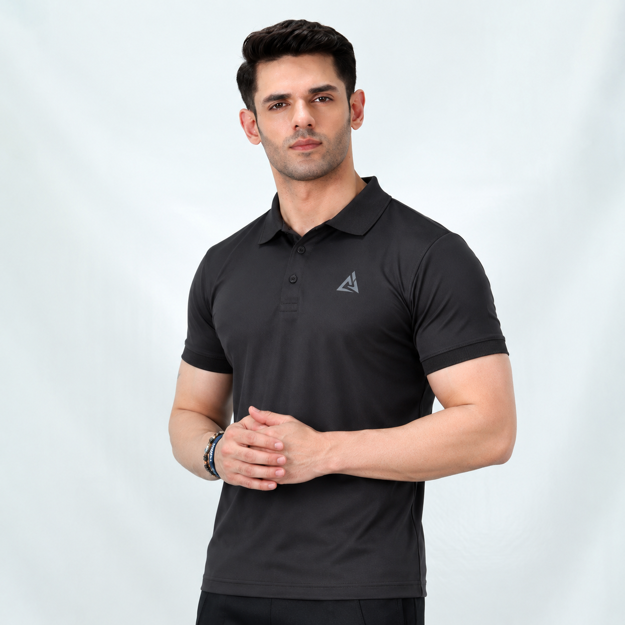 GRAY - BASIC POLO SHIRT COMFY TOPS