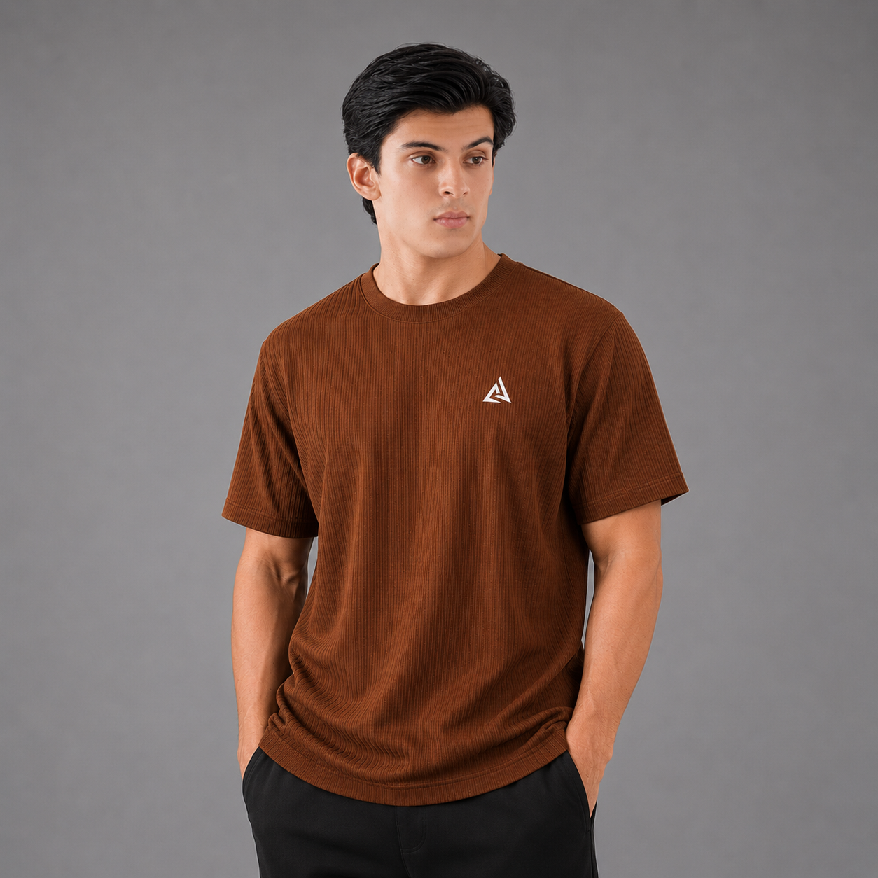 Saddle Brown Textured T-Shirt