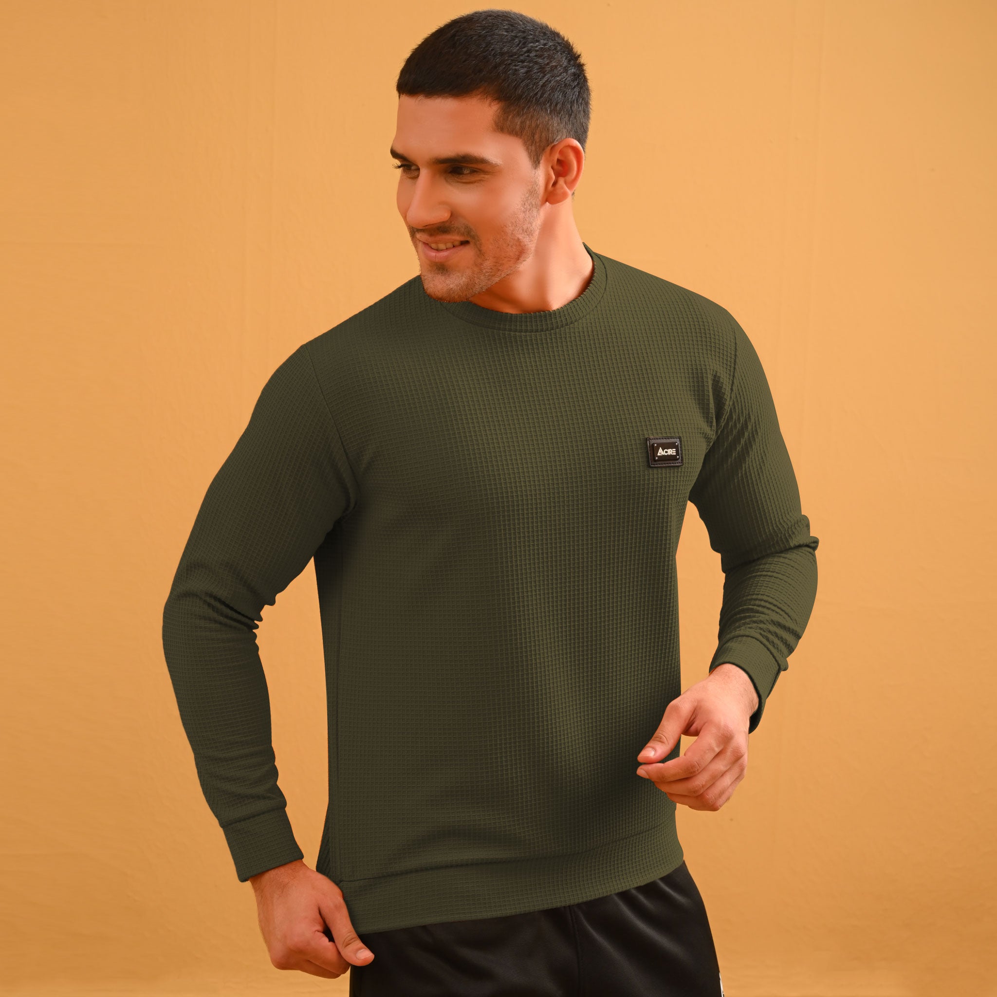 WINTER CASUAL SWEATSHIRT WAFFLE PULLOVER SWEATER