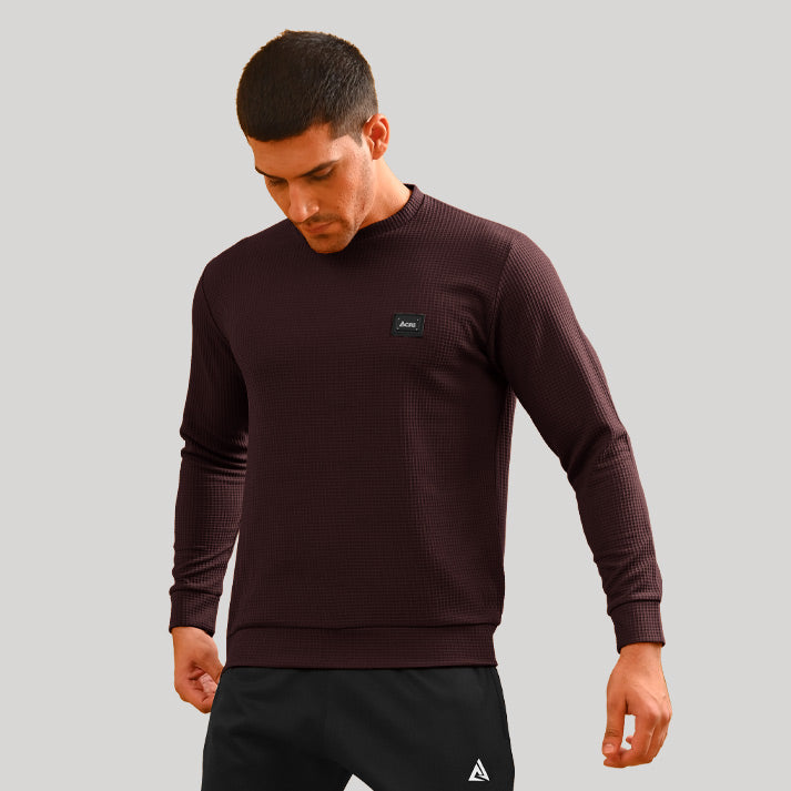WAFFLE CASUAL SWEATSHIRT CREW NECK LONG SLEEVE SWEATER