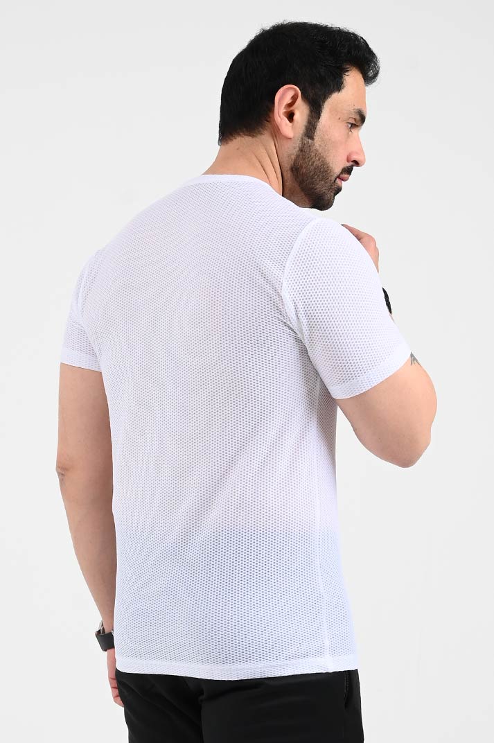 WHITE DOT MESH DRI-FIT  O-Neck T-Shirt