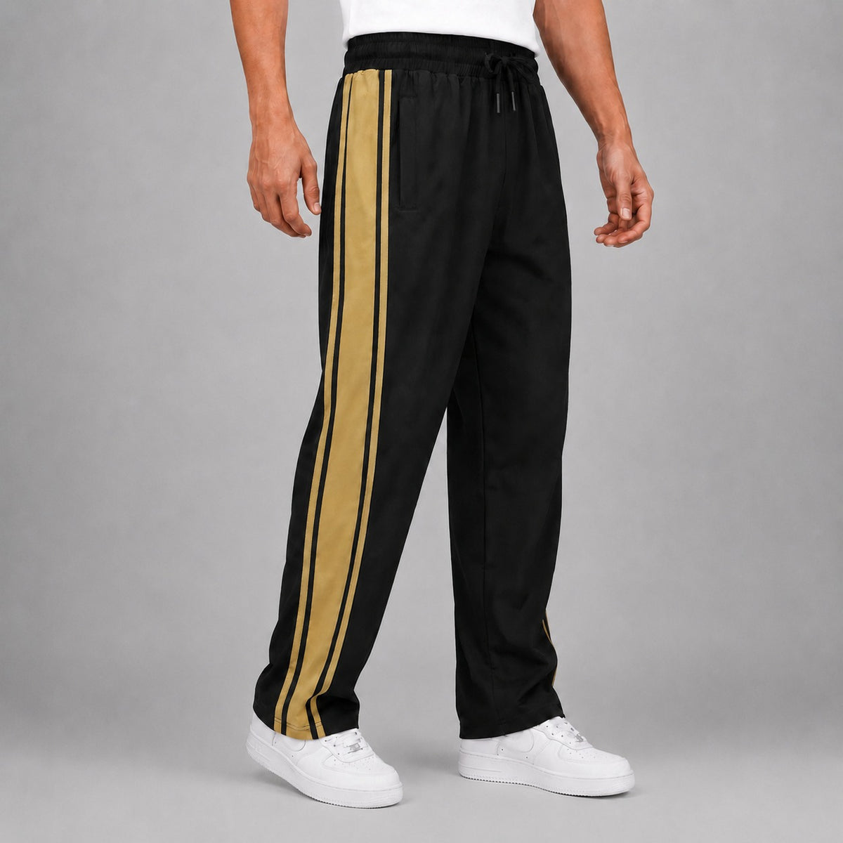 Stripe Micro Mens  Imported Black Trouser