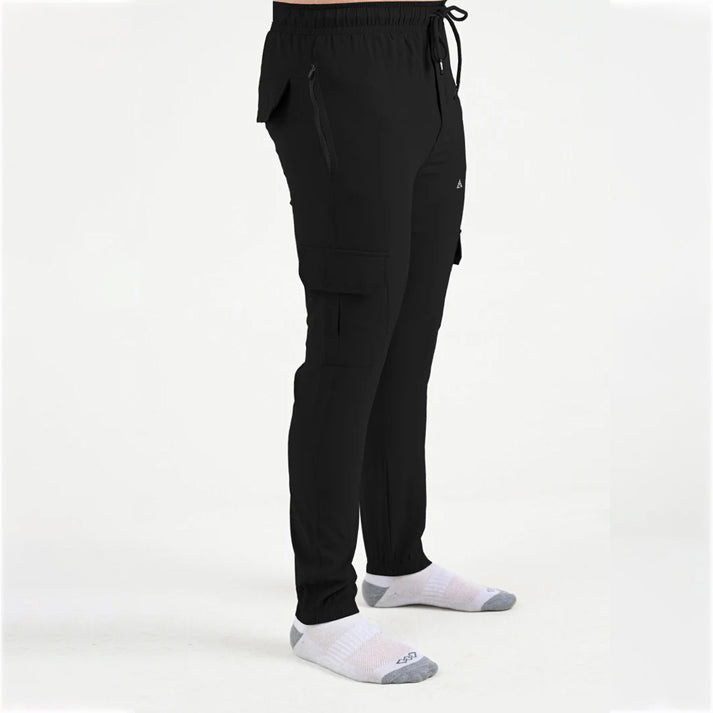 Boundless Black  MICRO STRACH POLYESTER STRETCHABLE CARGO TROUSER
